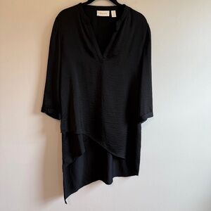 CHICO'S Assymetric Black Tunic Blouse, size 0 (equivalent to a size small)